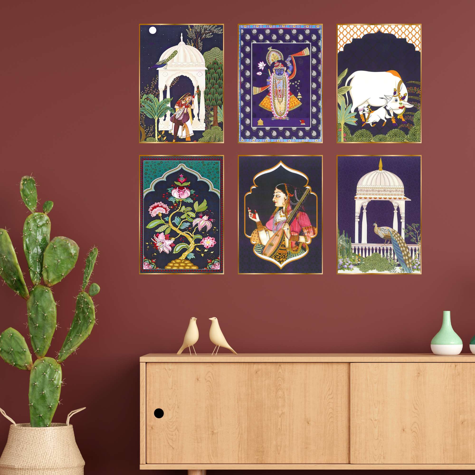 Set of Six Wall Paintings for Wall Dacoration Golden Framed Wall Paintings for Living Room & Bedroom Wall Art for Home Decoration & Office Wall Décor (17x13 inch CH-GD6-3)